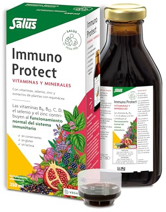 Salus - Immuno Protec Suplemento, en Formato de 250 ml, Para el Normal Funcionamiento del Sistema Inmunitario - Contiene Equináceas, Minerales, Vitaminas B6, B12, C, D y E