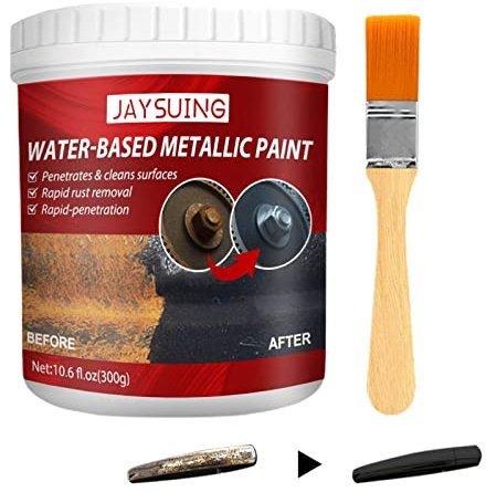 LINGJIONG 2 st metall rostlösare färg | rostomvandlare metallisk lack med borste | vattenbaserad rostskyddsbarriär för metallmöbler gräsklippare lastbilsverktyg