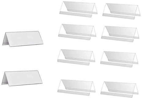 Changyeah 10 Piezas Soporte de Exhibición de Acrílico, 9×6cm Forma de tejado, Soporte de sobremesa,, Soporte de Sobremesa para Oficina Tienda Supermercado Promociones Restaurantes Transparent