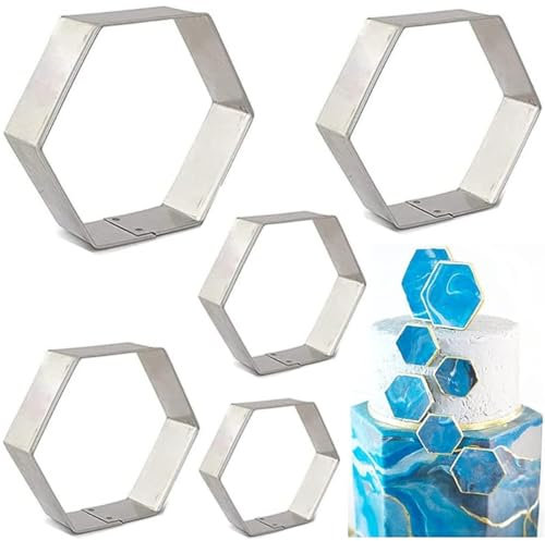 ELINKA Lot de 5 emporte-pièces hexagonaux en Acier Inoxydable Cuisine pour Biscuits Pâtes à Sucre Gâteaux