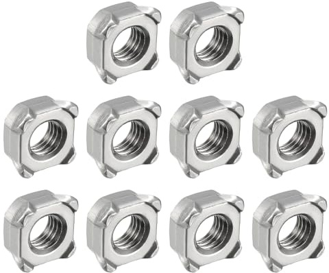 METALLIXITY Fyrkantiga muttrar (M8 x 1,25 mm) 20 st, kolstål svetsmutter - för jordbruksmaskiner, rörmöbler