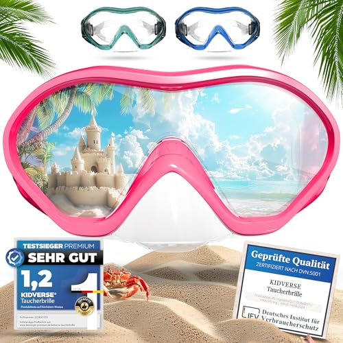 KIDVERSE Taucherbrille Kinder mit Nase - Panorama Tauchmaske Kinder - Schwimmbrille mit Nase für Mädchen & Jungen - wasserdichte Kindertaucherbrille