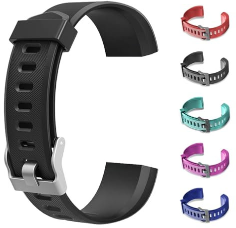 CXINLky Ersatzbänder, Uhrenarmbänder aus Silikon für ID115Plus HR Smart Watch, Verstellbare Riemen, Buntes Uhrenarmband Zubehör für ID115Plus HR Smartwatch (Schwarz)