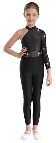 inhzoy Tuta Intera da Ginnastica Artistica Bambina Monospalla | Balletto Body Danza Classica Ginnastica Artistica Body da Pattinaggio Artistico con Strass Jumpsuit Performance
