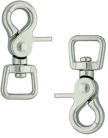 2er Set - 360 Grad Scherenkarabiner – Vielseitige Snaps für Zügel und Leinen. Für Pferde und Hunde sowie Outdoor-Aktivitäten (Verchromt)