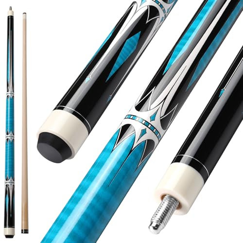 ASMPCUE Billard Queue, 58 Pool Queue 13mm Spitzen Pool Cue für Professionelle Billardspieler, 1/2 Maple Queue Sticks für Billard Tisch Sport, Bar Pool Table Sticks for Billard Enthusiasten, Blau