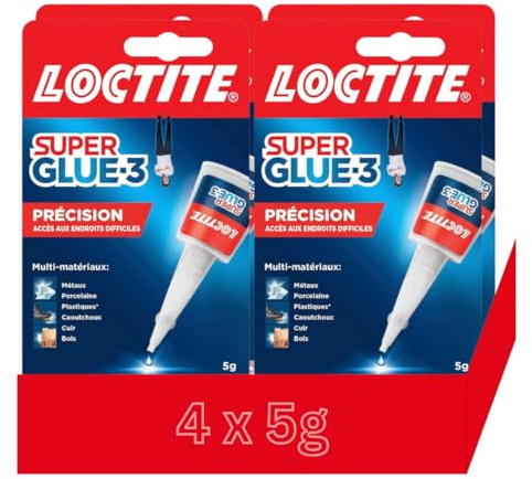 Super Glue 3 precision 5 g – superlim för alla material – starkt lim för exakta reparationer – transparent, snabbtorkande blixtlim (4 x 5 g)
