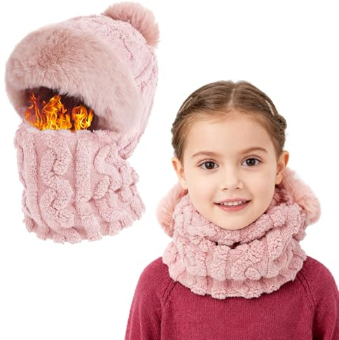 TAGVO Cagoule Bonnet Tricoté d'hiver pour Enfants, Cagoule Balaclava Masque De Ski en Doux Polaire de Chaud Coupe-Vent Thermique Élastique pour Garçons et Filles