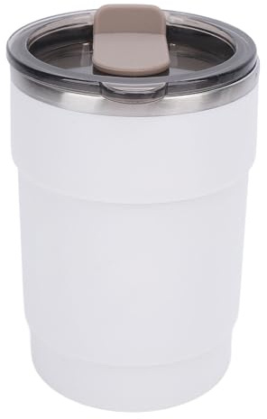 Resekaffemugg Läcksäker dubbelskiktsisolering 304 rostfritt stål isolerad kaffekopp 400ML Vit Perfekt för kontorsresor hem
