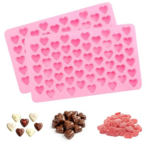Stampi in Silicone a Forma di Cuore, 2pcs Stampo Cioccolato Cuore, Stampo Cioccolato San Valentino, per Realizzare Praline, Cubetti di Ghiaccio, Caramelle, Mousse e Gelatine(A)