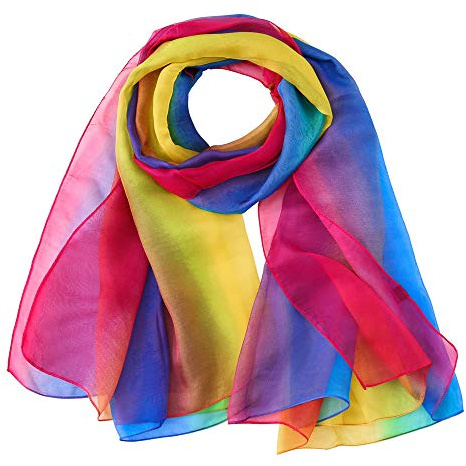 Generisch Écharpes pour femmes Écharpe colorée arc-en-ciel pour femmes Châle Longue écharpe de mode en mousseline de soie douce