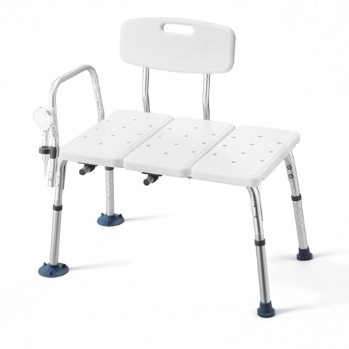 VEVOR Panca di Trasferimento per Vasca da Bagno, Sedile da Bagno con Bracciolo Schienale Carico max 180 kg, Panca per Trasferimento di 830 x 600 x 890 mm Doccia per Adulti Altezza Regolabile