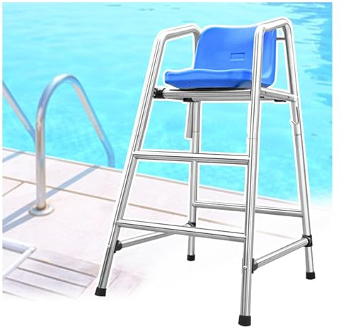Genérico Escaleras para Piscinas Silla de Salvavidas Acero Inoxidable Observación de socorristas Playa Piscinas Cancha de Tenis Árbitro Socorristas Altos, Silla de Salvavidas para Piscina con Gancho