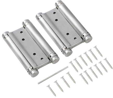 KATSU Bisagras de Resorte de Doble Acción de 3 75mm, 1 Par con Tornillos Bisagras de Acero Inoxidable para Puertas Batientes Dobles para Puertas Internas y Externas de Cocina de Salón 54611030