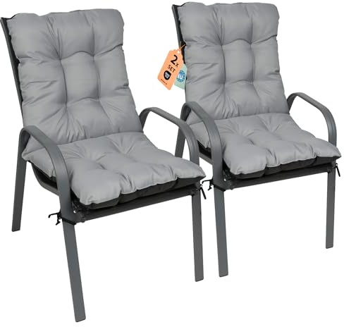 SuperKissen24. Set di 2 Cuscini per Sdraio 96x48 cm da Esterno ed Interno Resistente e Comodo per Sedie Reclinabili, Spiaggine e Poltrone da Giardino - Grigio