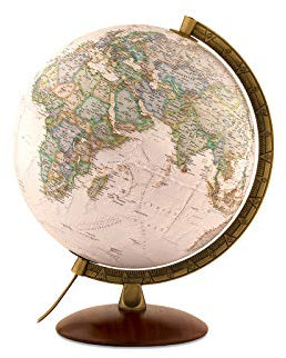 Tecnodidattica – National Geographic Edge Executive Globe | Illuminated | Base in beechwood and metallic meridian |Political and physical map by National Geographic | Text in English | 30cm Diameter