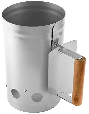 Tarrington House Grill firelighter Allume-feu, Acier/Bois, Ø 17 x 28 cm, avec poignée en Bois Dur, pour Barbecue, argenté