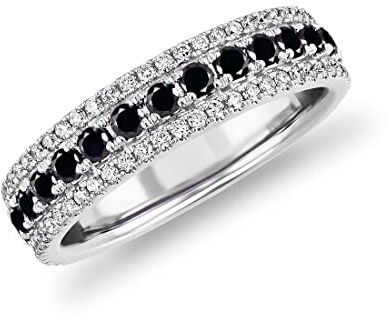 JewelryGift naturlig svart onyx ädelsten evighet band ring 925 sterling-silver patiens förlovningsringar chakra helande födelsesten gåva för kvinnor och flickor storlek: m