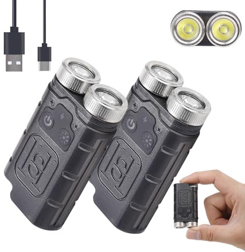 KunHe 2 Stück Mini LED Taschenlampe Schlüsselanhänger, max 1000 Lumen USB Aufladbar Handlampe, mit Magnet für Auto Reparatur, für Wandern, Camping, Notfall, Hundspaziergang, Geschenke für Papa Männer