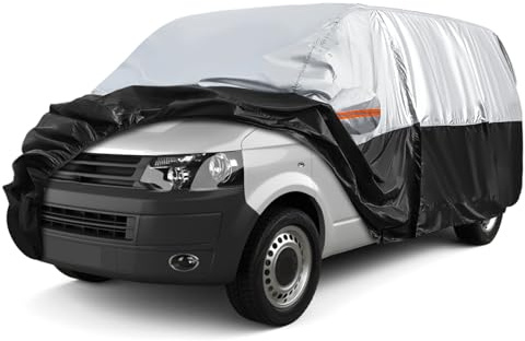 Housse de Voiture Adaptée pour VW T4 T5 T6 SWB Peugeot Travelle Standard, Universelle Housse de Garage Complète étanche avec Porte Zippée pour Neige, Pluie, Protection Tous Temps