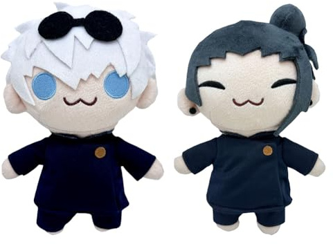Zhongkaihua 2pcs Gojo Satoru Plush Figure Geto Suguru Anime Plush Dolls Cute Cartoon Figure Toy Cushion Gift for Anime Fans 20cm