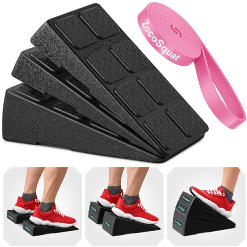 Juego de 3 Cuñas para Sentadillas – Bloques de Cuña con Capacidad de 236 kg – Tabla Inclinada para Estiramiento de Pantorrillas – Plataforma Inclinada para Gemelos – Bloques de Yoga