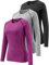 Ullnoy 3 Pack Women's Long Sleeve Gym Tops Quick Dry Workout Running T Shirt Breathable Yoga Sports Crew Neck Thermal Undershirt Black/Grey/Rose L