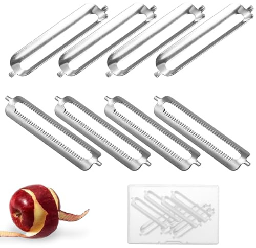 TEOZBLU 8 Piezas Pelador Hoja De Repuesto,Cuchillas De Repuesto Para Pelador Plano Pelador De Espárragos