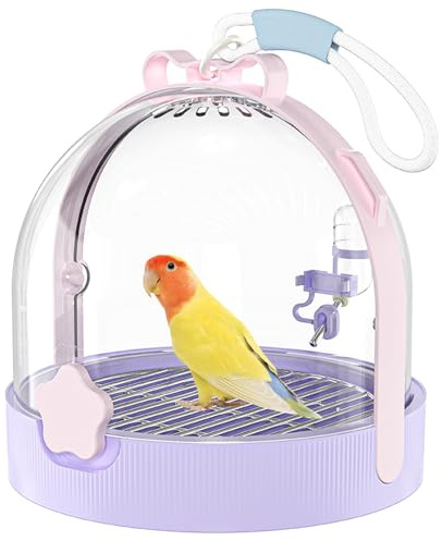 BAGHBPM - Gabbia per uccelli, trasportino per piccoli uccelli, borsa per il trasporto di uccelli, trasportino per piccoli animali, gabbia da viaggio con bottiglia d'acqua (viola)