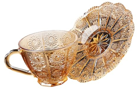 DECOMELODY Tazze Da Tè in Vetro Piattino Tazze Da Tè Supporto Kit Caldo e Bevande Pomeridiano e Riunioni Di Famiglia