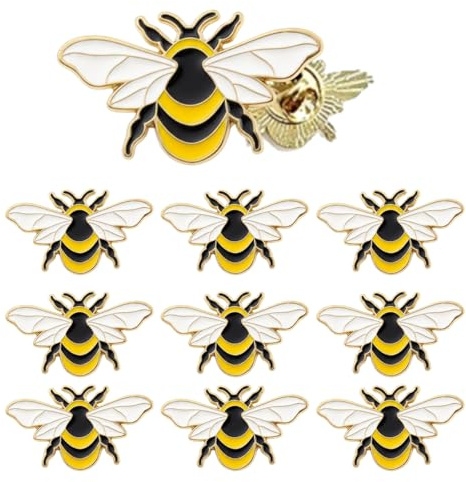 10 Pcs Enamel Bee Pin Badges Brooches Fashionable Gold Cute Bee Pins for Women Ideal for Clothing Scarves Bags Jackets Yellow Pins Badges