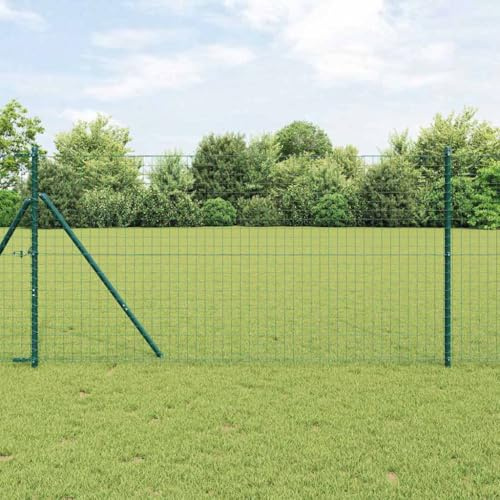 Recinzione a bastoncini, recinzione con palo verde, 1,4 x 10 m, in acciaio, per giardino, recinzione di sicurezza