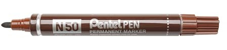 Pentel N50 Permanent Marker Bullet Tip with Aluminium Barrel Waterproof Ink - Brown