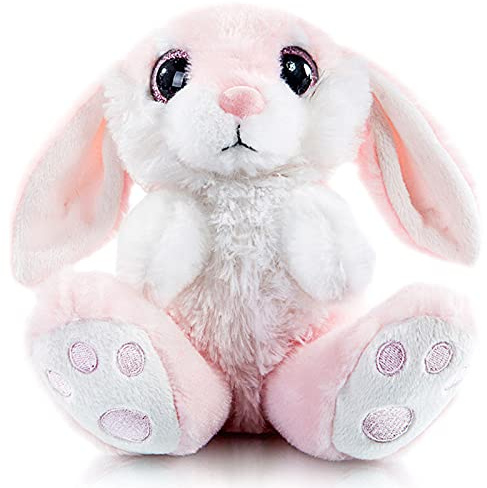 My OLi Easter Bunny Stuffed Animal 8.5in Plush Easter Rabbits Stuffed Animals with Floppy Ear Bedtime Friend Soft Toy Gifts for Kids Girls Boys, Pink