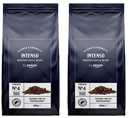 by Amazon Intenso Kaffeebohnen, Leicht Geröstet, 1kg (2 Packungen à 500g) – Rainforest-Alliance-zertifiziert