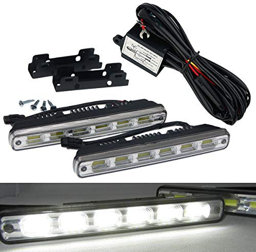 FOLGEMIR LED Tagfahrlicht, dimmbare Tagfahrleuchten, mehr als ECE R87, DC 12V, 6x COB, 12W, Weiß