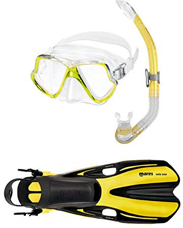 Mares Wahoo + Volo One - Set de esnórquel (amarillo, L/XL (44-47))
