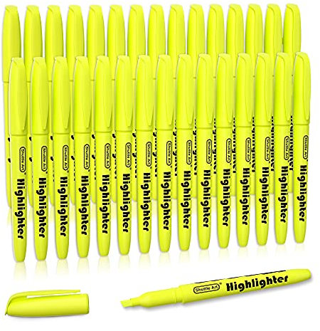 Shuttle Art Yellow Highlighters, 30 Pack Highlighters Bright Colours, Chisel Tip Dry-Quickly Non-Toxic Highlighter markers for Adults Kids Highlighting in Home School Office