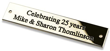 Engraving Studios Rectangular solid brass engraved nameplate, Small 100mm x 20mm. Personalised engraved memorial plaque