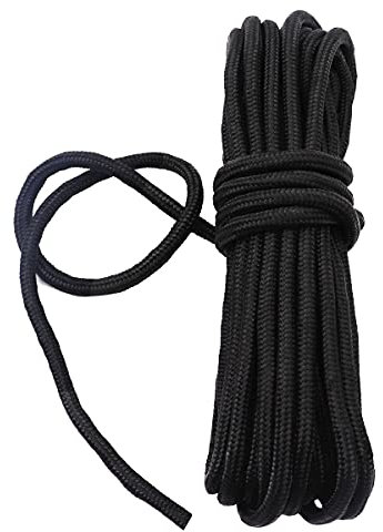 Fuwok 2/3/4/6/8/10MM 20M(64ft) Satin Nylon Trim Cord,Rattail Silk Cord,All Purpose Rope,Assorted Colors Nylon String Twisted Durable Long Ropes (Black, 6mm)