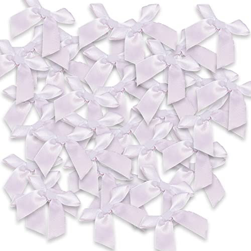 JKDHJK 48 Stück Schleife, kleine schleifen weiß, selbstklebende weiße schleife mini Dekoration Diy Handwerk Für Weihnachten Valentinstag Karten Hochzeit Party Dekorationen(5 cm Breite)
