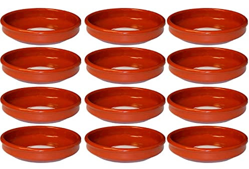 Acan Tradineur - Pack de 12 Cazuelas Redonda de Barro - Apta para vitro y Horno - Ideal para guisos y asados caseros - Ø 20 cm