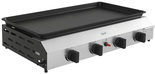 Outsunny Piano cottura a gas in acciaio inox smaltato 4 bruciatori 9,6 kW antiaderente grande superficie di cottura 73 l x 34 l cm, trasportabile