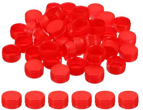 PATIKIL Tappi di Bottiglia Plastica da 1.2 Pollici per Artigianato, 100Pz Tappi a Vite Riutilizzabili per Bottiglie Vuote per Decorazioni Fai da Te, Rosso