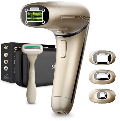 Silk'n Epilatore luce pulsata I Silk'n 7 I Depilatore corpo e viso con testa girevole, 3 testine di ricambio, Rasoio, cofanetto I Per tutti i toni di pelle I Ultrarapido I color Oro