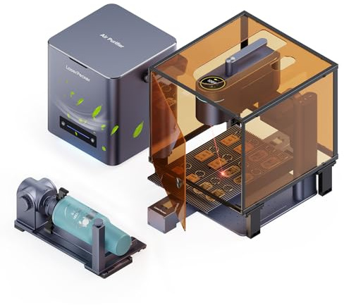 LaserPecker LP4 - Incisione laser Ultimate Bundle, taglierina laser portatile, 450 nm, luce blu semiconduttore + luce infrarossa da 1064 nm, incisione laser da 4000 mm/s, per quasi tutti i materiali