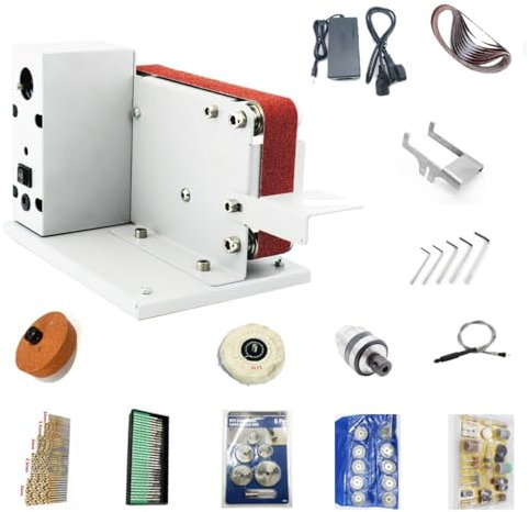 Mini levigatrice a nastro lucidatrice 7 velocità regolabile smerigliatrice a nastro elettrica levigatrice a nastro affilacoltelli smerigliatrice elettrica da banco levigatrice for legno coltello in me