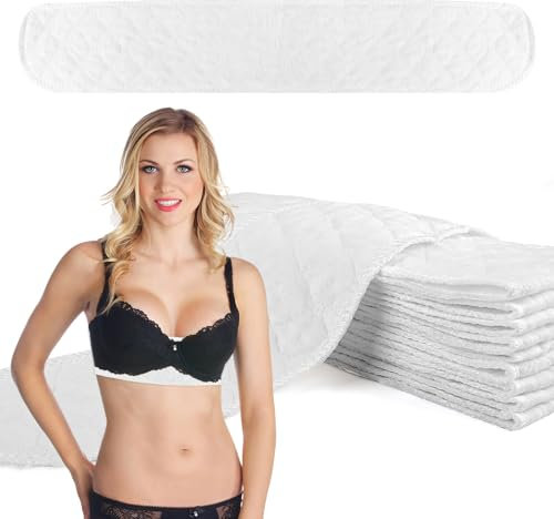 Hopton BH Einlagen Schwitzen, 10 Stück BH Einlagen, Baumwolle Unterbrust Schwitzschutz, 3-Lagige Waschbare BH Polster Einlagen, Rechteckige Brust Pads für Frauen(46 x 8 cm)