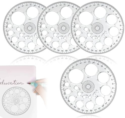 4 Stück Kreisschablone zum Zeichnen Kreis Schablone Vorlage Multifunktionales Quilling Schablone Messschablonen Lineale Zeichenschablone Circle Stencil zum Lernen Entwerfen Büro