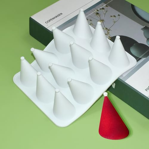 mostsom Mousse Mold, Cone-Shape Silicone Fondant Molds, Christmas Cap Chocolate Mould Reusable, Non-Stick, Flexible Dessert Pop Mold for Home Baking Cake Decorating (D_ Cap)